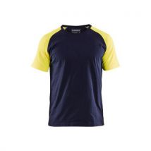 T-shirt Détails Fluo Marine Et Jaune Fluo - Unisexe