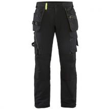 Pantalon De Travail Artisan Stretch 4d Noir/jaune Fluo D108 - Unisexe