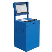 Sofame - Armoire Modulinfo avec box écran inclinable - Bleu clair - Acier - Charge 450 kg - Éco-responsable