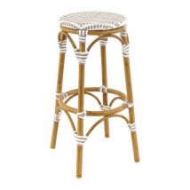 Tabouret Exterieur- Alu - Tressage Gris / Blanc- H76 - Passy