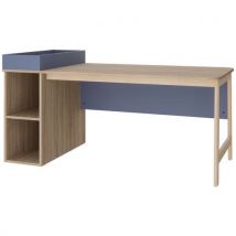 Bureau Blois 140x80 Cm Caisson Ouvert Gauche Bleu/chêne Gris