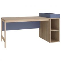 Bureau Blois 140x80 Cm Caisson Ouvert Droite Bleu/chêne Gris
