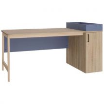 Bureau Blois 140x80 Caisson Droite 1 Porte Bleu/chêne Gris