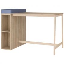 Poste De Travail Blois 140x90 H110 Cm Bleu /chêne Gris