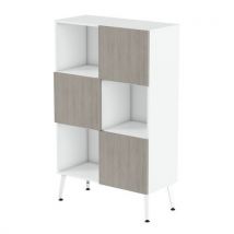 Rangement Haut Teni Lg.100 Cm 3 Ptes Damier Blanc/chêne Gris
