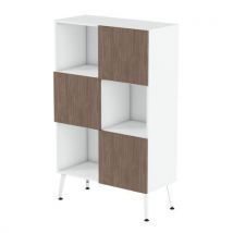 Rangement Haut Teni Lg.130 Cm 3 Portes Damier Blanc/noyer