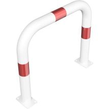Schake - Arceau pare-choc blanc/rouge - 750x650mm - Barrière permanente extérieure - Fixation à visser