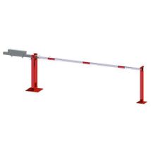 Schake - Barrière Piétons avec Contrepoids et Béquille Cadenas - 5000mm - Rouge/Blanc - Galvanisée - 950mm Hauteur
