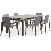 Ensemble Repas De Jardin En Aluminium Zahara-6 Places-taupe