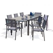 DcbGarden - Ensemble repas extérieur aluminium et verre Tolede - 8 places - Rectangle 300cm - Anthracite
