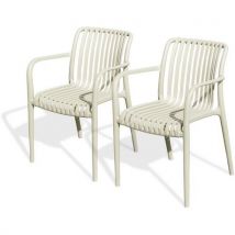 CityGarden - Fauteuil de jardin empilable en polypropylène Beige - 55x56x81.5 cm - Confort et Durabilité Extérieure