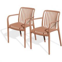Lot de 2 - Jardin Empilable En Polypropylène-terracotta