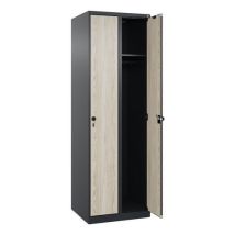 CP - Vestiaire Evolo PLUS 2 colonnes - Acier Noir Frêne - 185x60x50cm - Monté - 10 ans garantie
