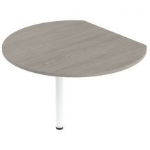 Extension Isia Ronde + 1 Pied Métal Chêne Gris/blanc