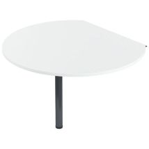 MBA - Extension de bureau ronde Isia 105x120 cm - Plateau blanc, piétement métal blanc/anthracite - 40% recyclé, éco-responsable