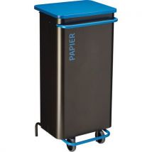 Poubelle De Tri Mobile 110l Papier Manganese / Bleu