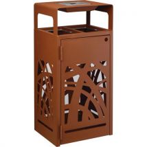 Corbeille Anti-nuisible Avec Cendrier 2x60l Effet Corten