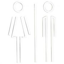 Pictogramme Plaque de Porte Femme + Homme Acrylique Blanc 120mm Adhésif