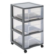 Tour De Rangement En Plastique Xl Tag Tower 3 Tiroirs - Gris