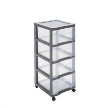 Tour De Rangement En Plastique Xl Tag Tower 4 Tiroirs - Gris