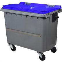 Poubelle Barre Ventrale 4 Roues Korok - 660l - Gris-bleu