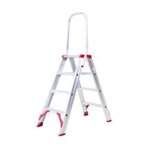 Solide - Escabeau double Eco Professional 2x4 marches Aluminium - Garde-corps fixe - Charge 150kg - Hauteur accès 2.75m