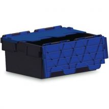 Bac Avec Couvercle Attaché Euro Noir Et Bleu 40 L