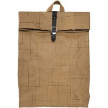 Sac À Dos En Papier Lavable Brun Avec Motifs Géométriques