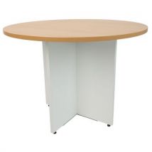 Table Ronde Pieds Croix 100 Cm Merisier