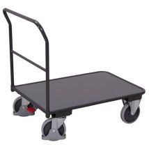 Variofit - Chariot de manutention tubulaire anthracite - 1200x700 mm - Charge 400 kg - Roulettes TPE robustes