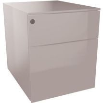 EOL - Caisson de bureau fixe 2 tiroirs gris - Acier - L.42xP.53,3xH.50,5 cm - Fermeture à clé