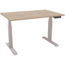 EOL - Bureau électrique Axel L120xP80 cm Chêne Brunswick/Gris - Plateau 25mm - Éco-responsable 98% - Ajustable