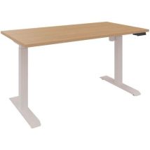 EOL - Bureau électrique L140xP80 cm Chêne Clair/Blanc - 85% Recyclé - Éco-responsable