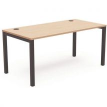 Bureau Pied Carré L160xp80 Cm Ép.25mm Chêne Clair/noir