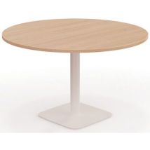 EOL - Table de réunion ronde 120 cm chêne/blanc - 4 personnes - Éco-responsable