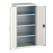 Bott - Armoire Haute Cubio - 1600x800x650 mm Gris - 2 Portes 3 Tablettes - Acier - Charge 1500kg
