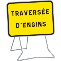 Aximum - Panneau KC1 Traversée d'engins 800x600mm Classe 1 sur Pied - Rectangle - Sécurité Routière