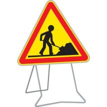 Aximum - Panneau AK5 Travaux Triangle Hauteur 700mm Classe 1 sur Pied - Signalisation Sécurité Route