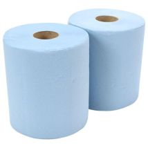 Lot de 2 - Essuie-tout Bleu Double Épaisseur Sans Silicone 500 Feuilles Par Rouleau