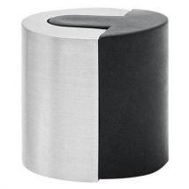 Butée Cylindrique 40x40mm Zamak Brossé Et Caoutchouc Noir
