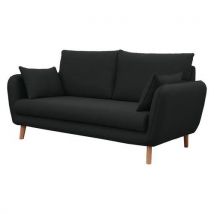 Canapé 3 Places Moni Tissu Polyester Noir