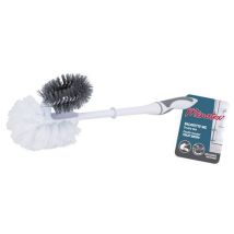 Menatex - Balayette WC double tête Blanc/Gris - Brosse WC efficace et hygiénique