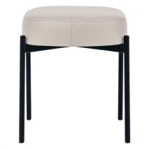 Tabouret Oblong Gaia Pied Noir Simili Cuir Blanc
