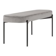 Meet By Paperflow - Banc Gaia GM Gris Clair Velours Polyester - 2 Places - Pieds Noirs Acier - Espace Détente