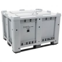 Manutan Expert - Caisse-palette plastique à couvercle 610L Gris Clair - Polyéthylène Haute Densité - Usage Alimentaire - Charge Max 510kg