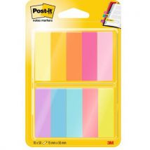 Post-it 1 Lot 10 Blocs 50 Feuilles Marque Pages 15x50 Mm Assorties - Post-it