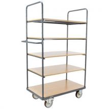 Chariot 5 Plateaux Bois 1200x800 Mm - 500 Kg - Roues Pu