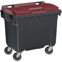 Sulo - Conteneur Poubelle 660L Rouge Gris - 4 Roues 160mm - Polyéthylène Recyclé 85% - Tri Sélectif