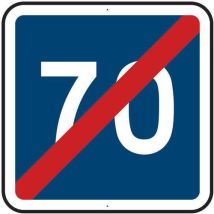 Kelias - Panneau Fin de Vitesse Conseillée 70 km/h - 500mm Carré Aluminium Classe 2 - Signalisation Sécurité Routière