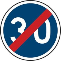 Kelias - Panneau Fin de Vitesse Obligatoire 30 km/h - Rond 650mm Aluminium Classe 2